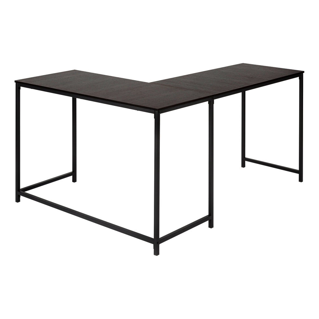 COMPUTER DESK - 58""L / ESPRESSO TOP / BLACK METAL CORNER