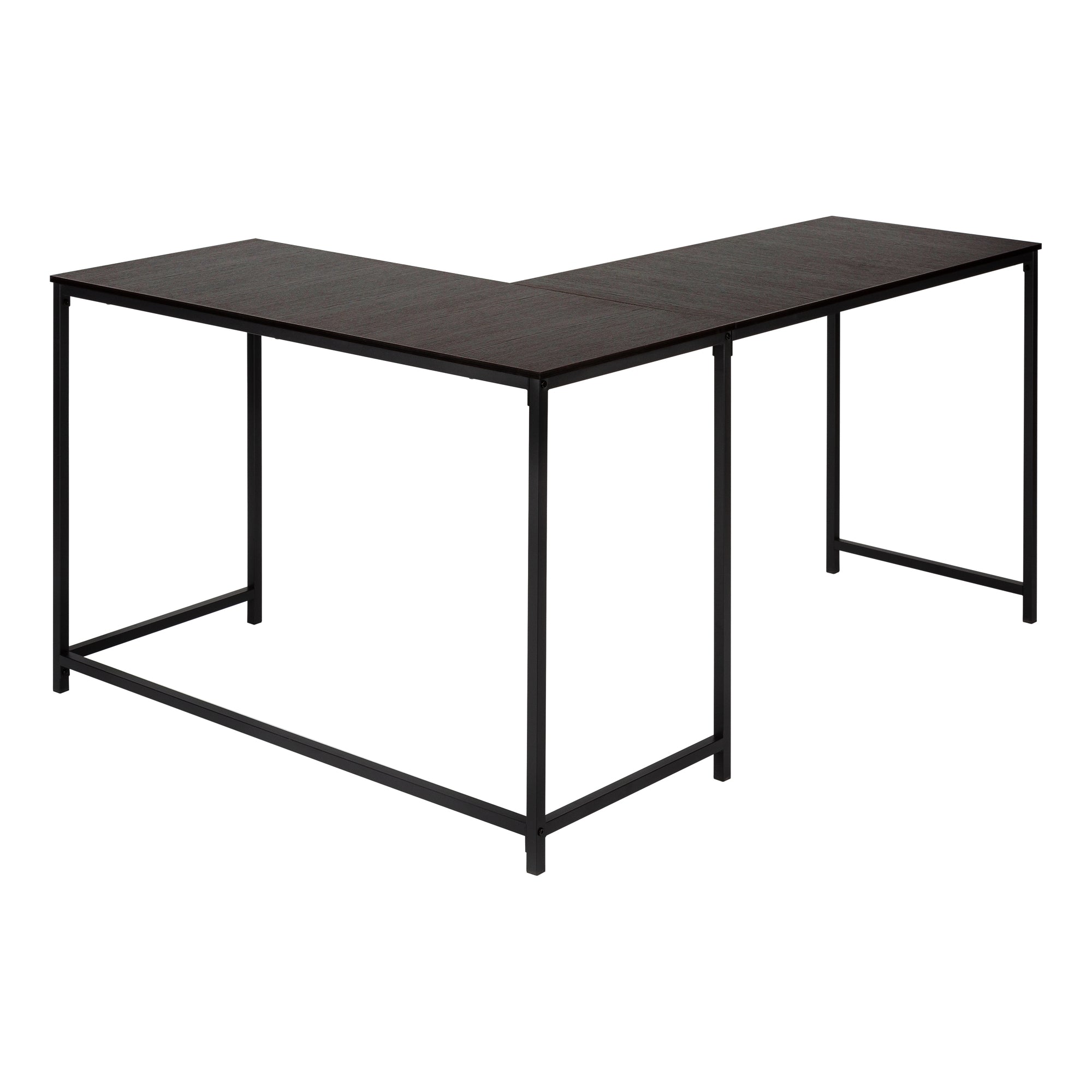 COMPUTER DESK - 58""L / ESPRESSO TOP / BLACK METAL CORNER