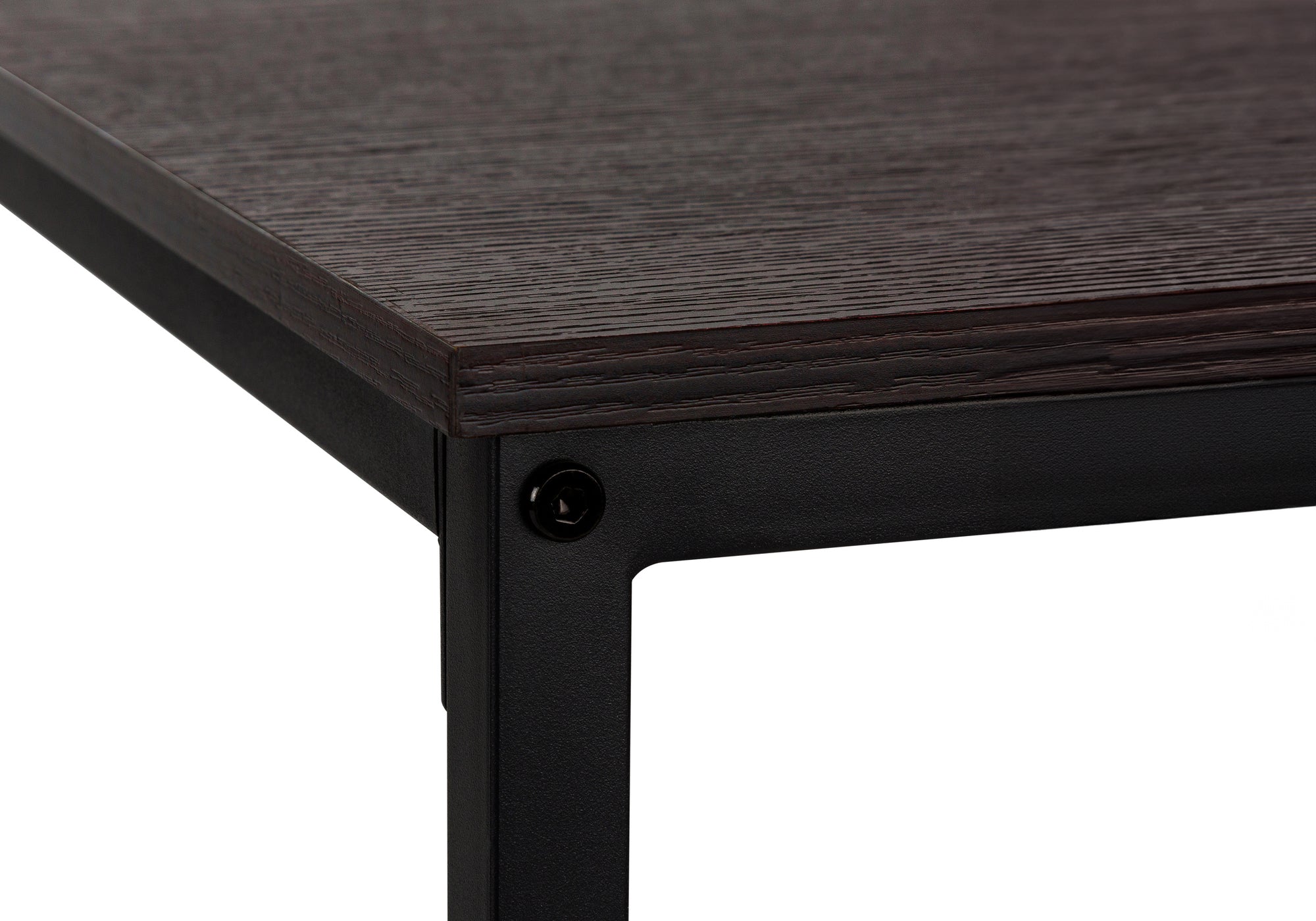 COMPUTER DESK - 58""L / ESPRESSO TOP / BLACK METAL CORNER
