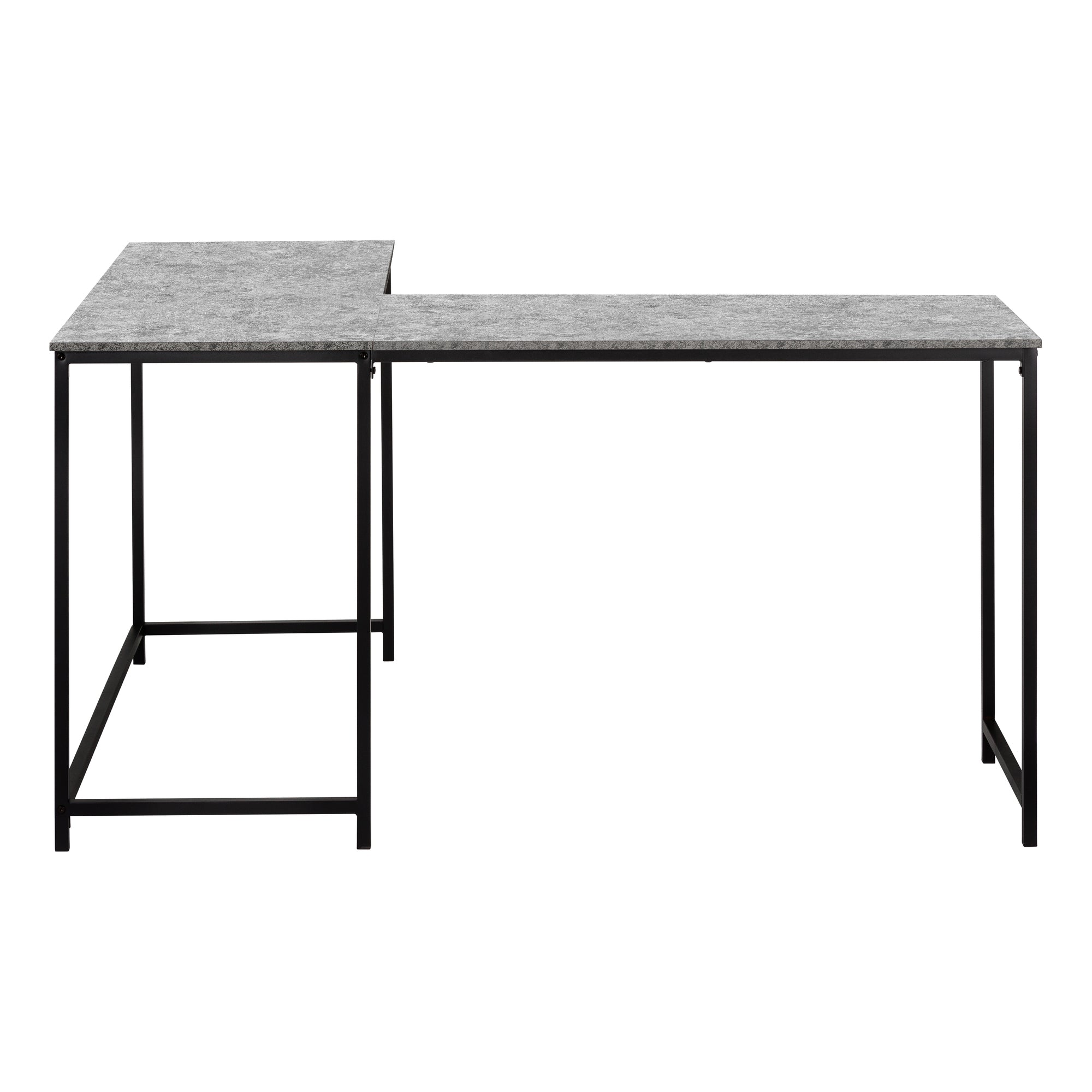 COMPUTER DESK - 58""L/ GREY STONE-LOOK/ BLACK METAL CORNER