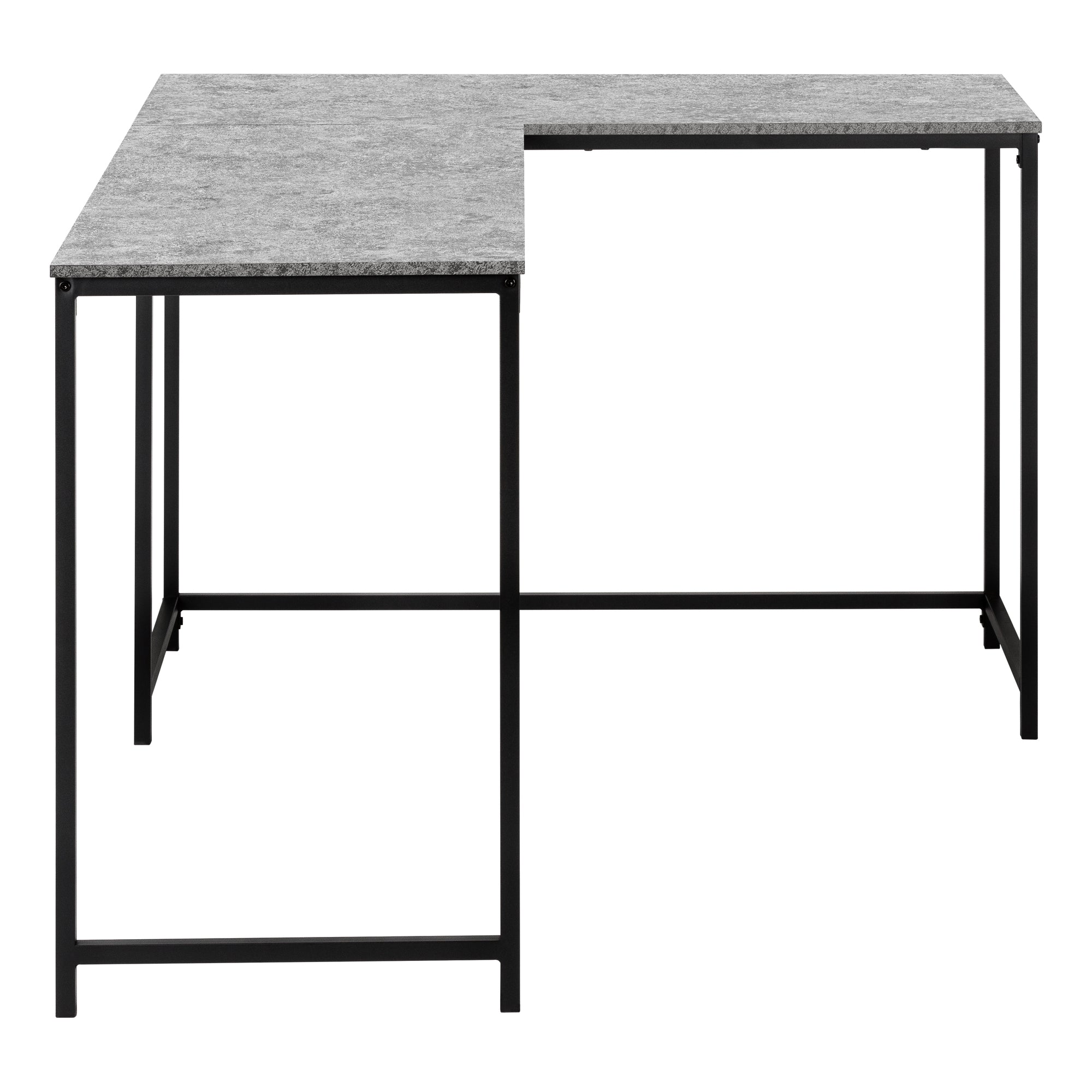 COMPUTER DESK - 58""L/ GREY STONE-LOOK/ BLACK METAL CORNER