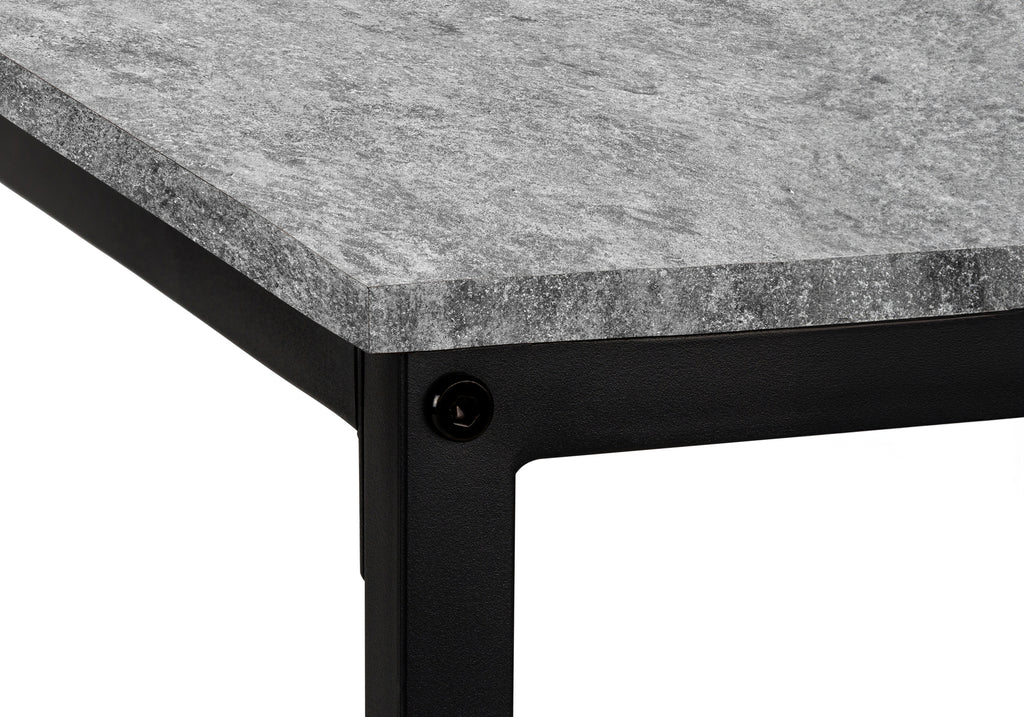 COMPUTER DESK - 58""L/ GREY STONE-LOOK/ BLACK METAL CORNER