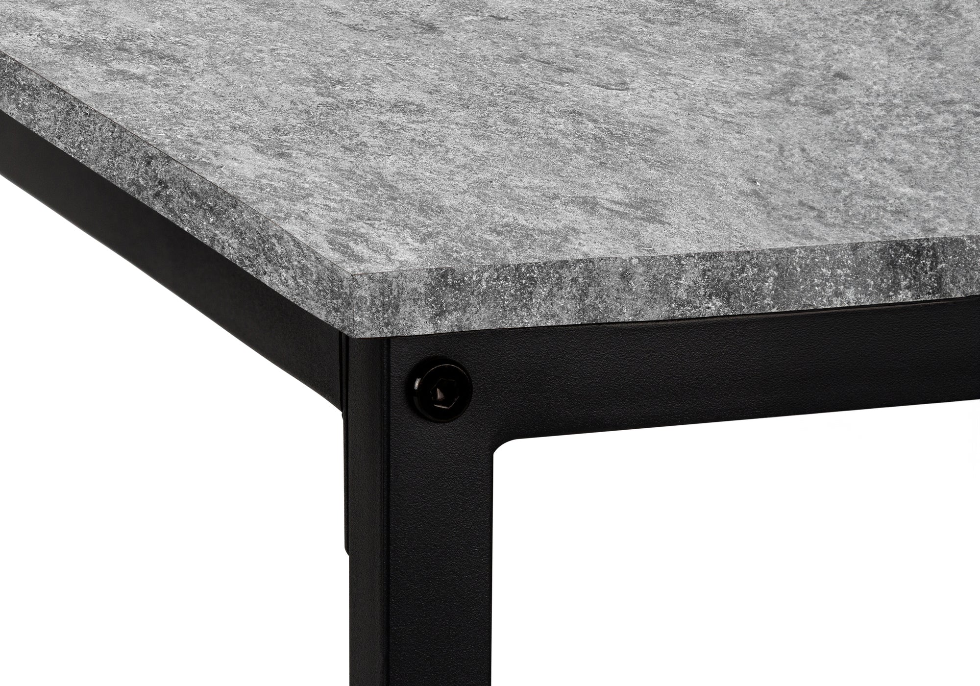 COMPUTER DESK - 58""L/ GREY STONE-LOOK/ BLACK METAL CORNER
