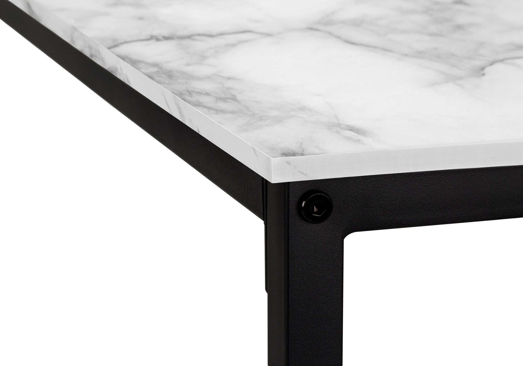 COMPUTER DESK - 58""L / WHITE MARBLE / BLACK METAL CORNER