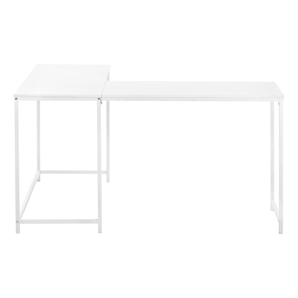 COMPUTER DESK - 58""L / WHITE TOP / WHITE METAL CORNER