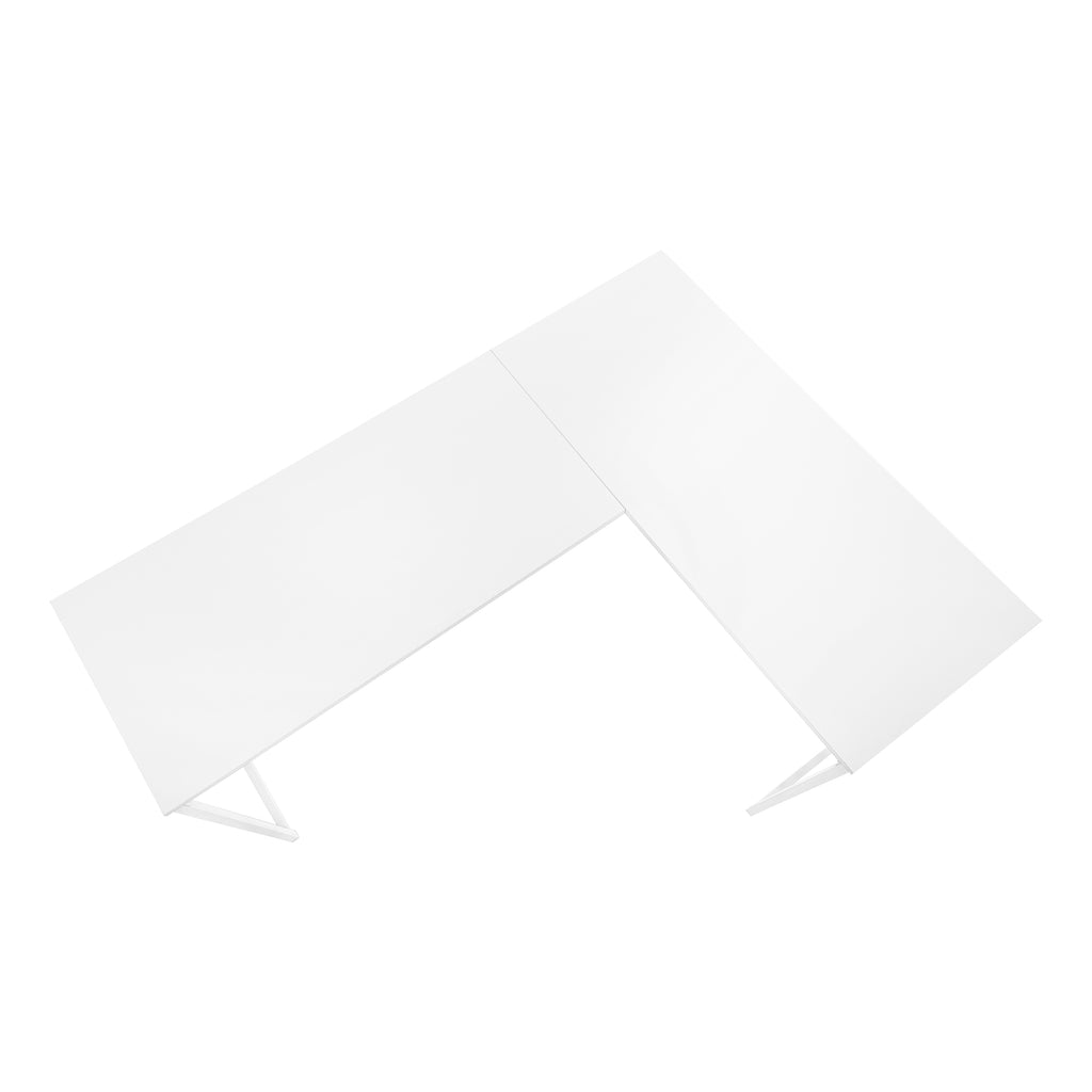 COMPUTER DESK - 58""L / WHITE TOP / WHITE METAL CORNER