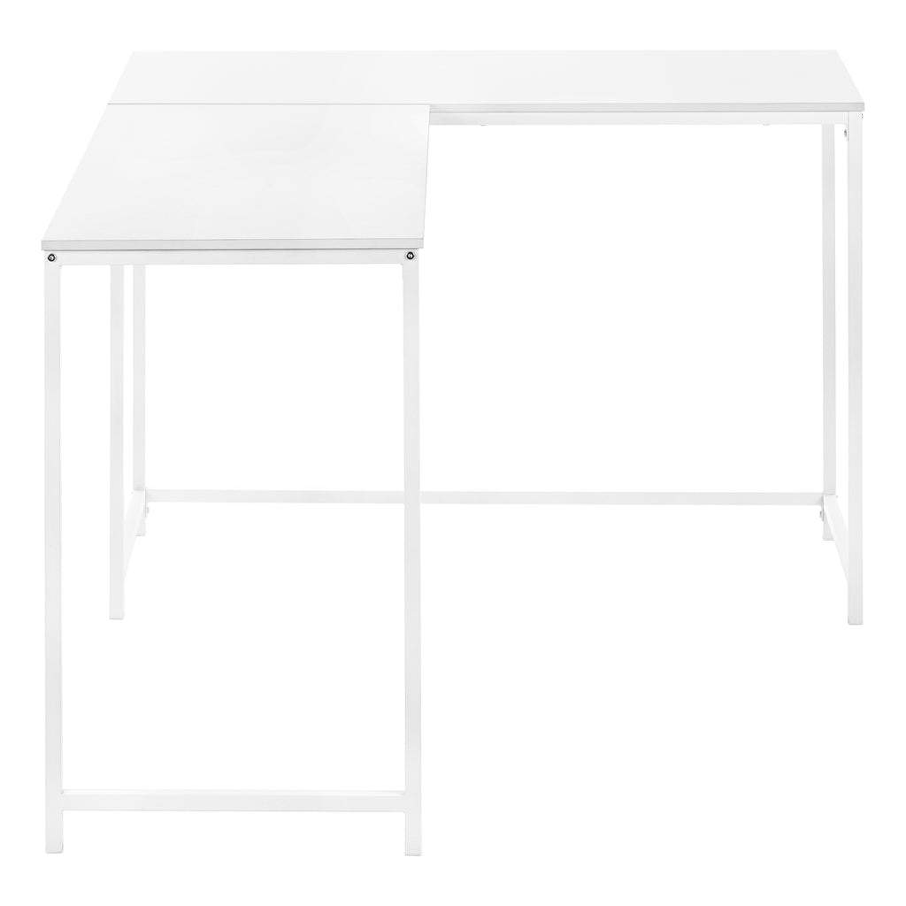 COMPUTER DESK - 58""L / WHITE TOP / WHITE METAL CORNER