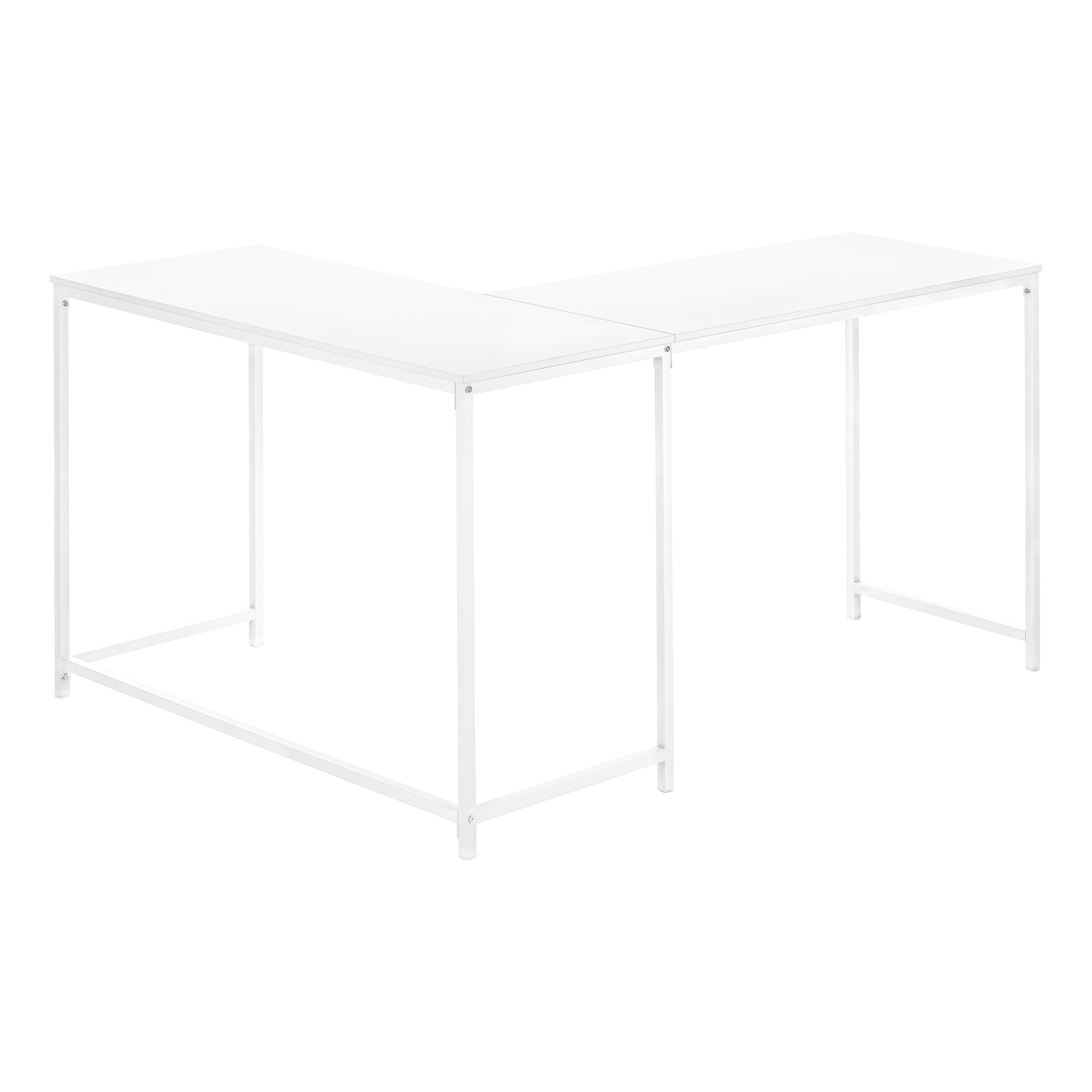 COMPUTER DESK - 58""L / WHITE TOP / WHITE METAL CORNER