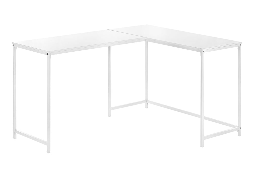 COMPUTER DESK - 58""L / WHITE TOP / WHITE METAL CORNER