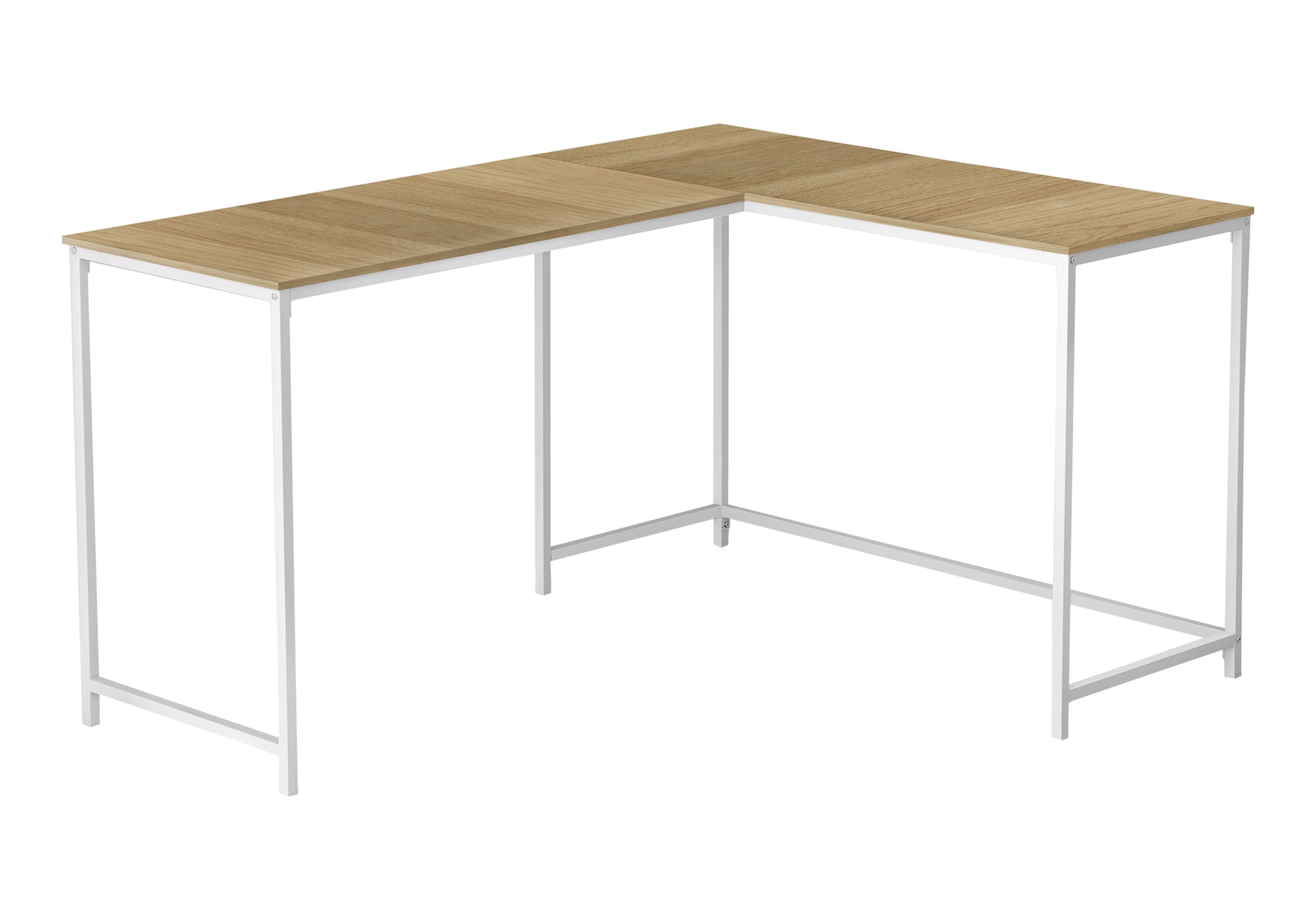 COMPUTER DESK - 58""L / NATURAL / WHITE METAL CORNER