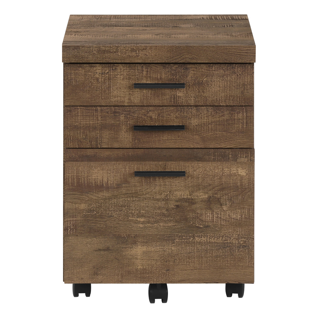 FILING CABINET - 3 DRAWER / BROWN RECLAIMED WOOD/ CASTORS