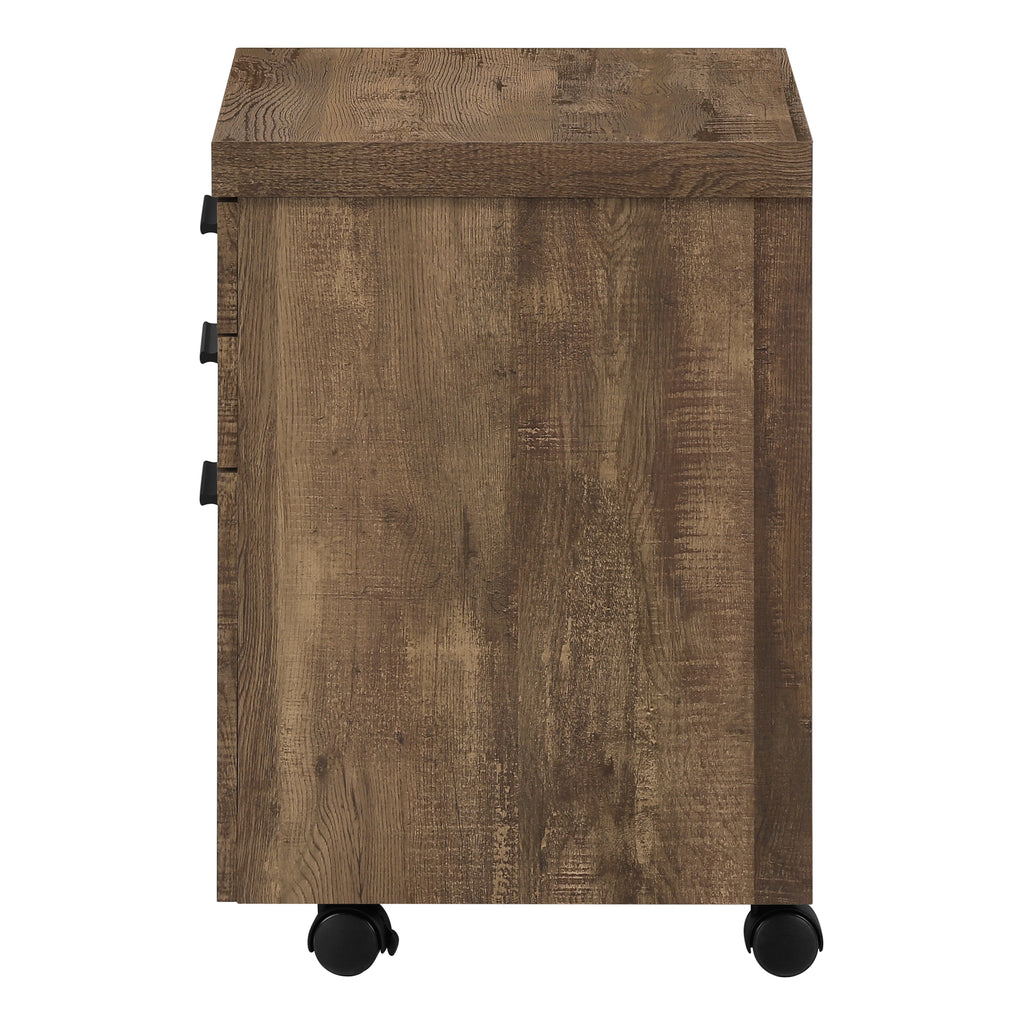 FILING CABINET - 3 DRAWER / BROWN RECLAIMED WOOD/ CASTORS