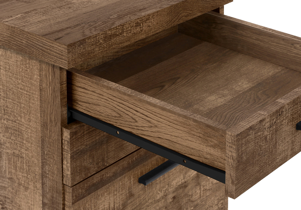 FILING CABINET - 3 DRAWER / BROWN RECLAIMED WOOD/ CASTORS