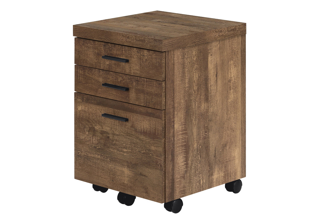 FILING CABINET - 3 DRAWER / BROWN RECLAIMED WOOD/ CASTORS