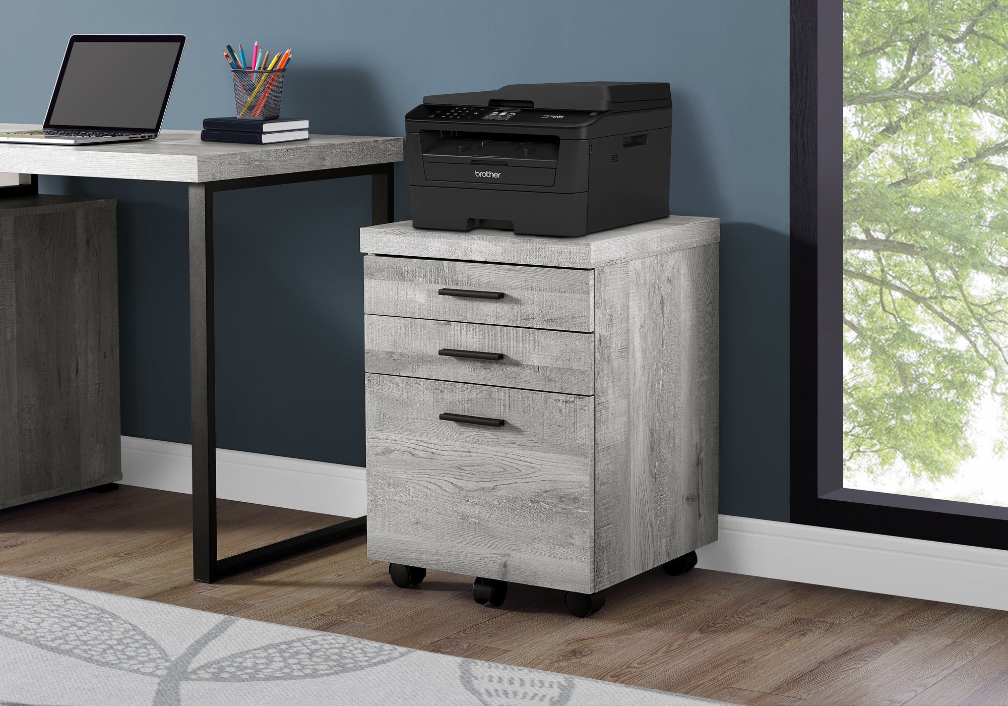 FILING CABINET - 3 DRAWER / GREY RECLAIMED WOOD / CASTORS