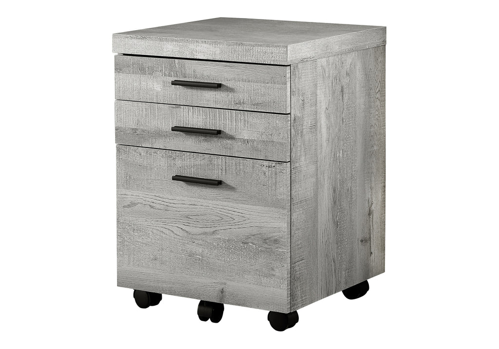 FILING CABINET - 3 DRAWER / GREY RECLAIMED WOOD / CASTORS