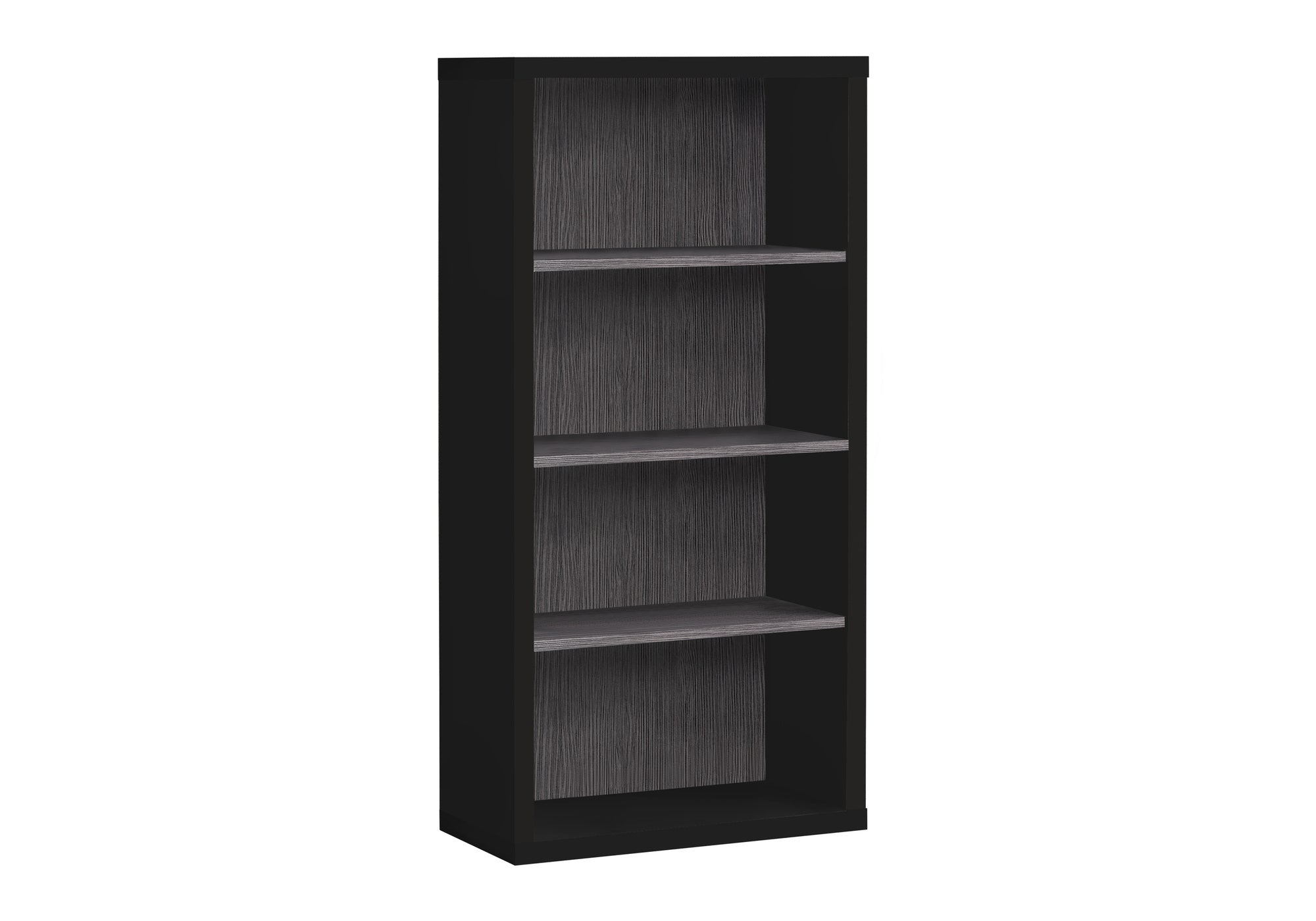 BOOKCASE - 48""H / BLACK / GREY WITH ADJUSTABLE SHELVES