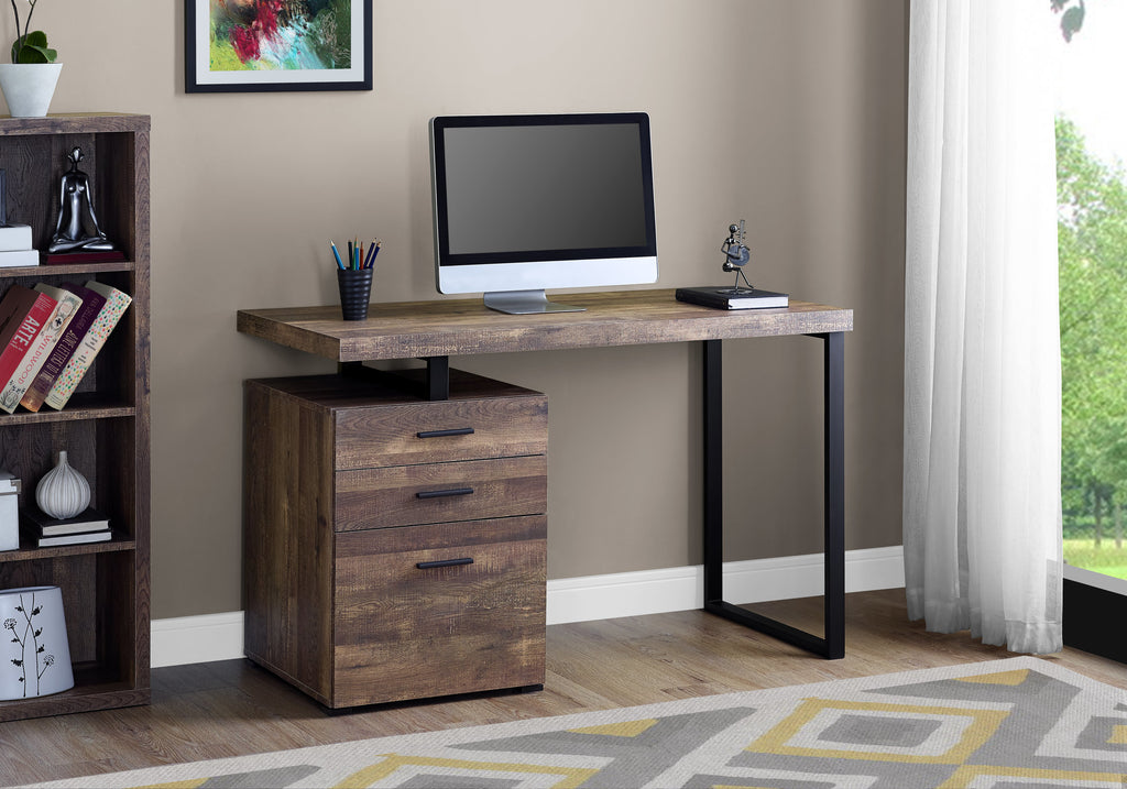 COMPUTER DESK - 48""L / BROWN RECLAIMED WOOD / BLACK METAL