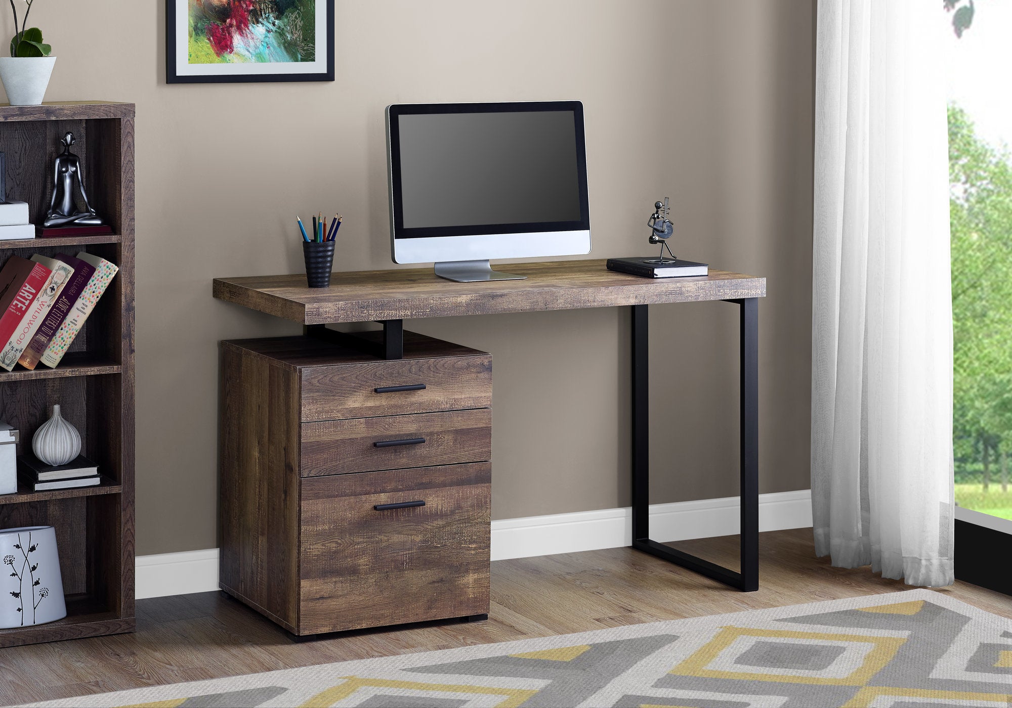 COMPUTER DESK - 48""L / BROWN RECLAIMED WOOD / BLACK METAL