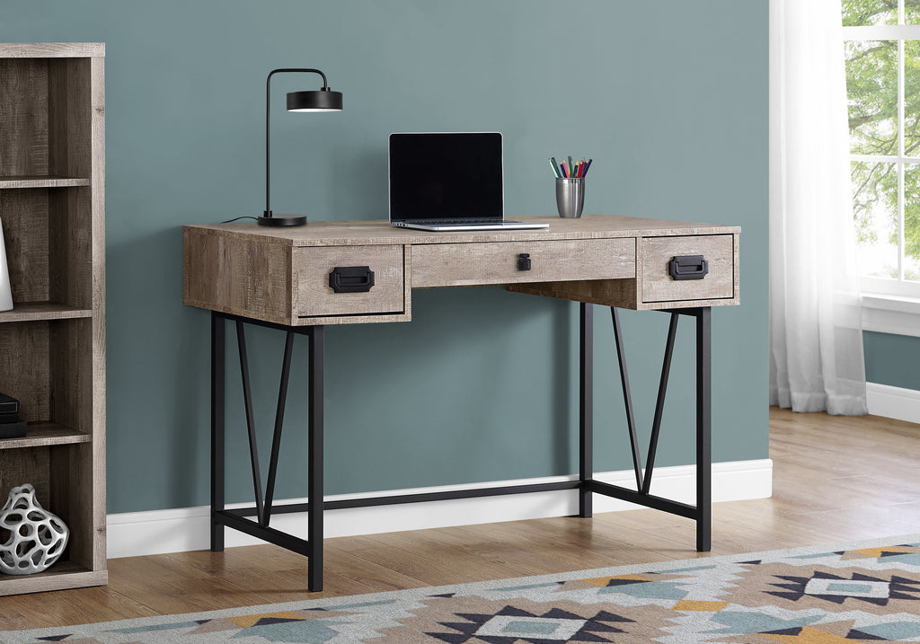 COMPUTER DESK - 48""L / TAUPE RECLAIMED WOOD / BLACK METAL