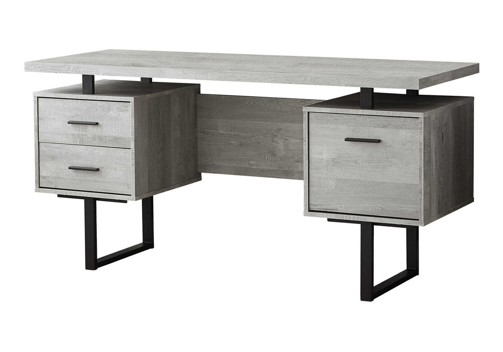 COMPUTER DESK - 60""L / GREY RECLAIMED WOOD / BLACK METAL