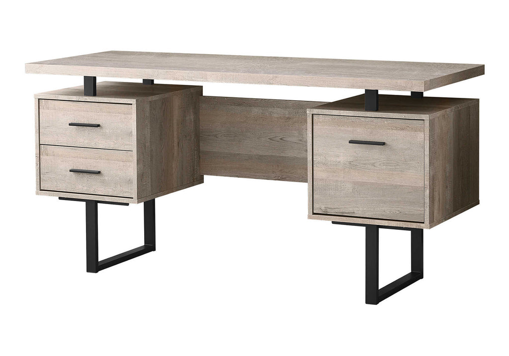 COMPUTER DESK - 60""L / TAUPE RECLAIMED WOOD / BLACK METAL