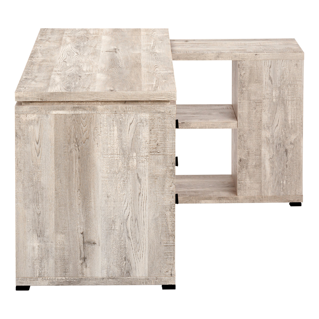 COMPUTER DESK - TAUPE RECLAIMED WOOD L/R FACING CORNER