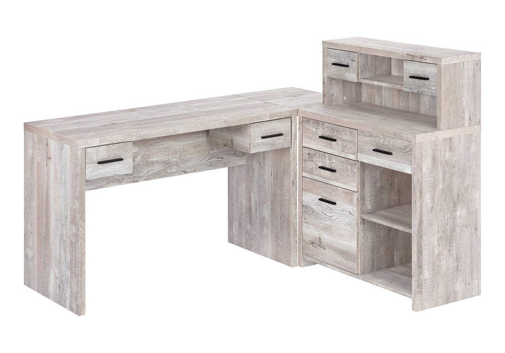 COMPUTER DESK - TAUPE RECLAIMED WOOD L/R FACING CORNER