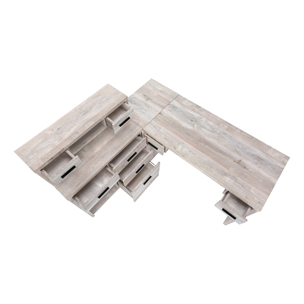 COMPUTER DESK - TAUPE RECLAIMED WOOD L/R FACING CORNER