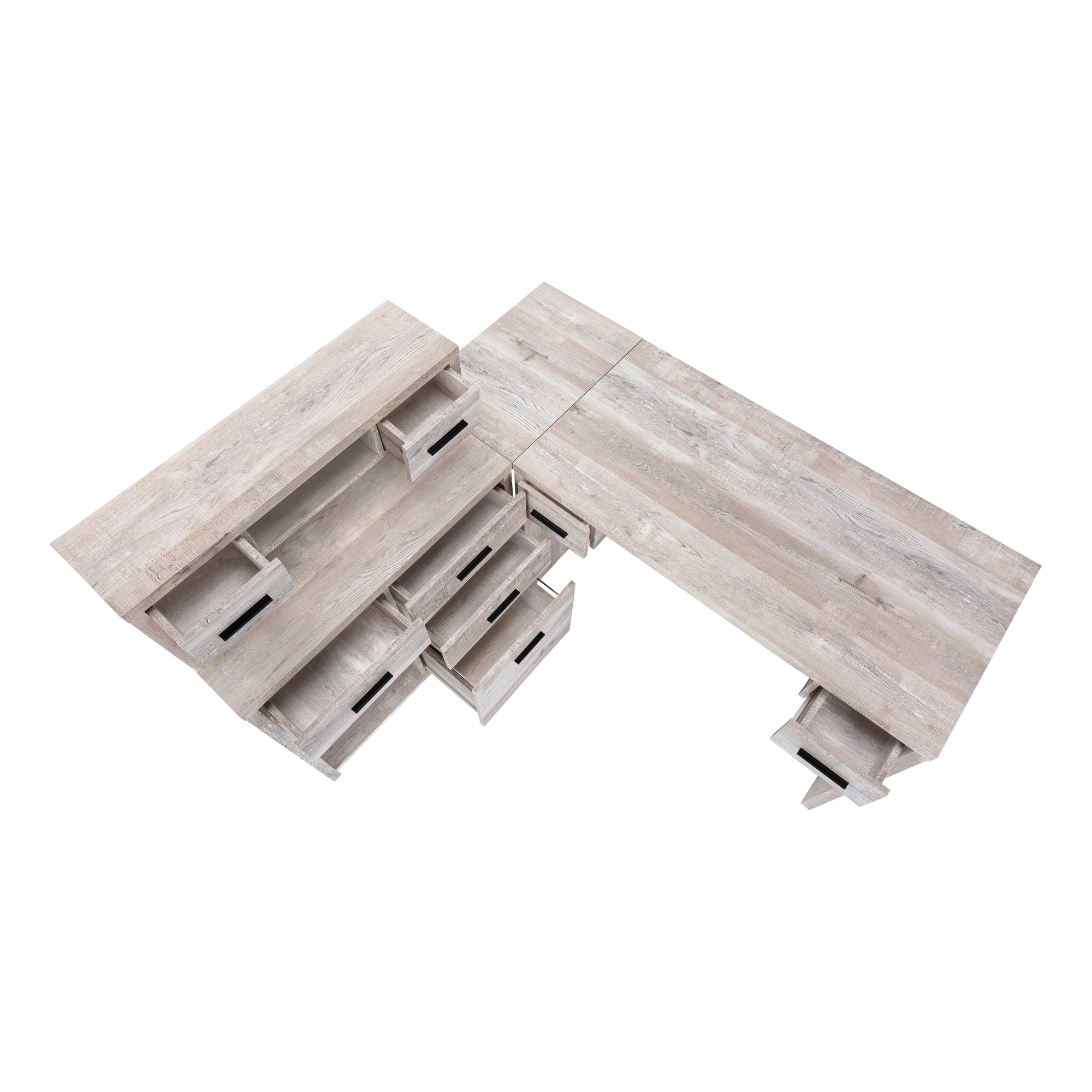 COMPUTER DESK - TAUPE RECLAIMED WOOD L/R FACING CORNER