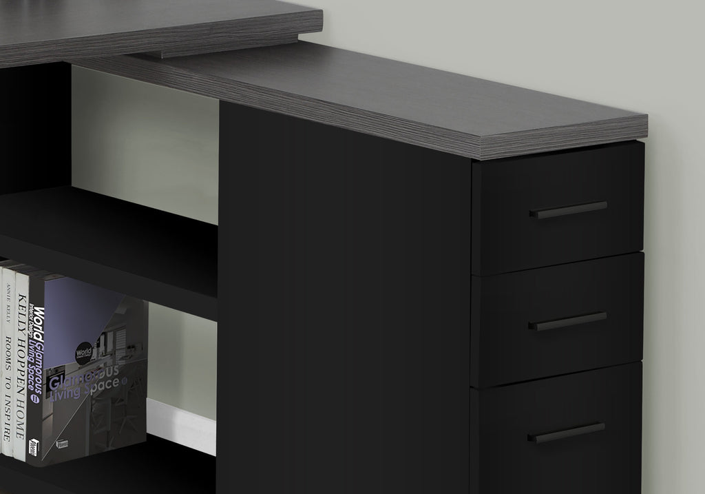 COMPUTER DESK - BLACK / GREY TOP LEFT/RIGHT FACING CORNER