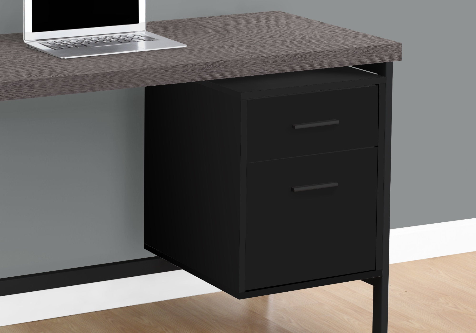 COMPUTER DESK - 48""L / BLACK / GREY TOP / BLACK METAL
