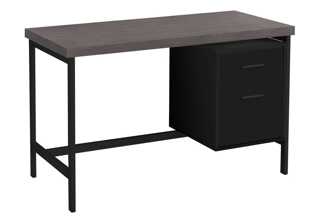 COMPUTER DESK - 48""L / BLACK / GREY TOP / BLACK METAL