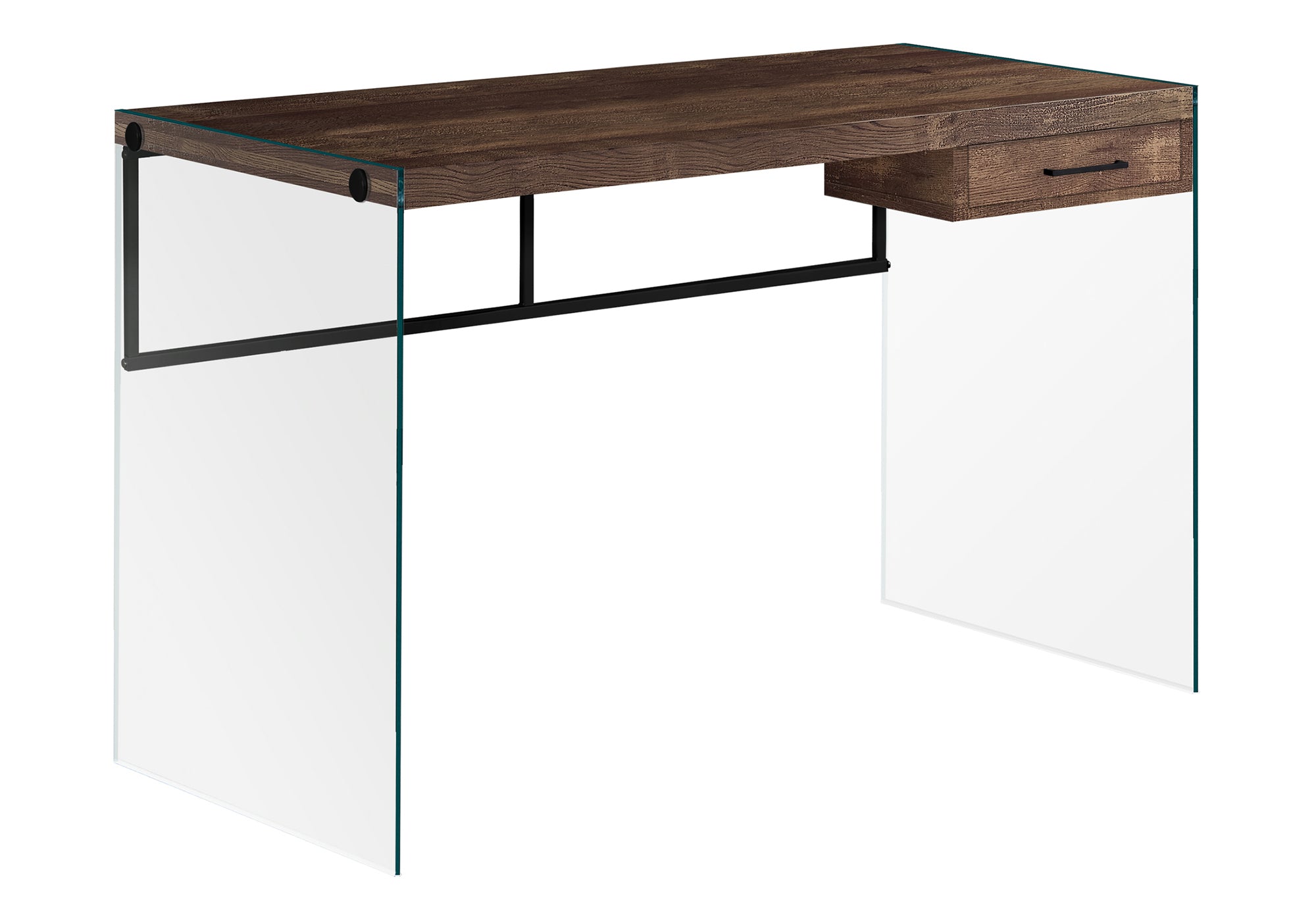 COMPUTER DESK - 48""L / BROWN RECLAIMED WOOD/ GLASS PANELS