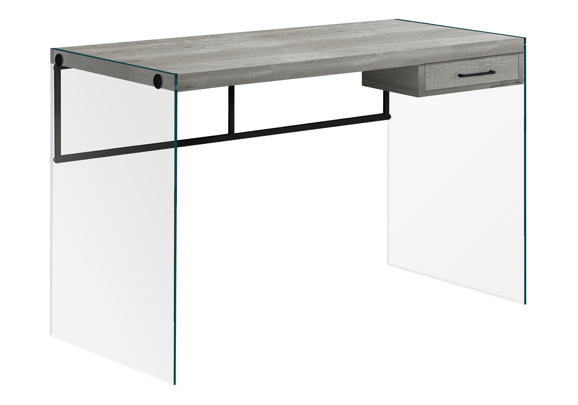 COMPUTER DESK - 48""L / GREY RECLAIMED WOOD / GLASS PANELS