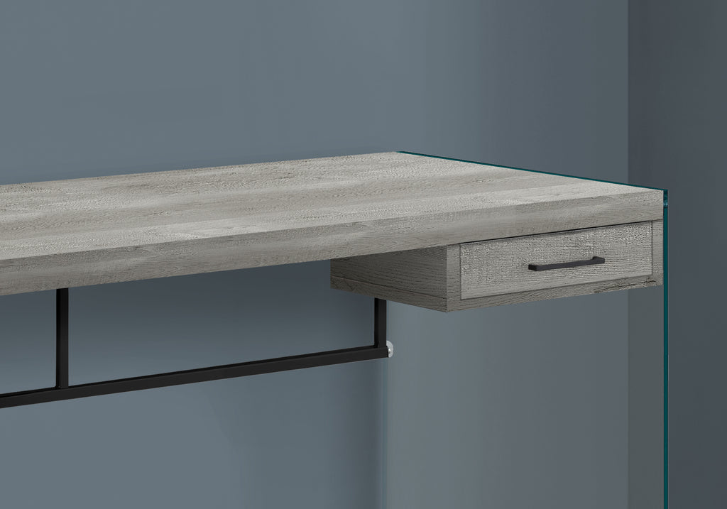 COMPUTER DESK - 48""L / GREY RECLAIMED WOOD / GLASS PANELS