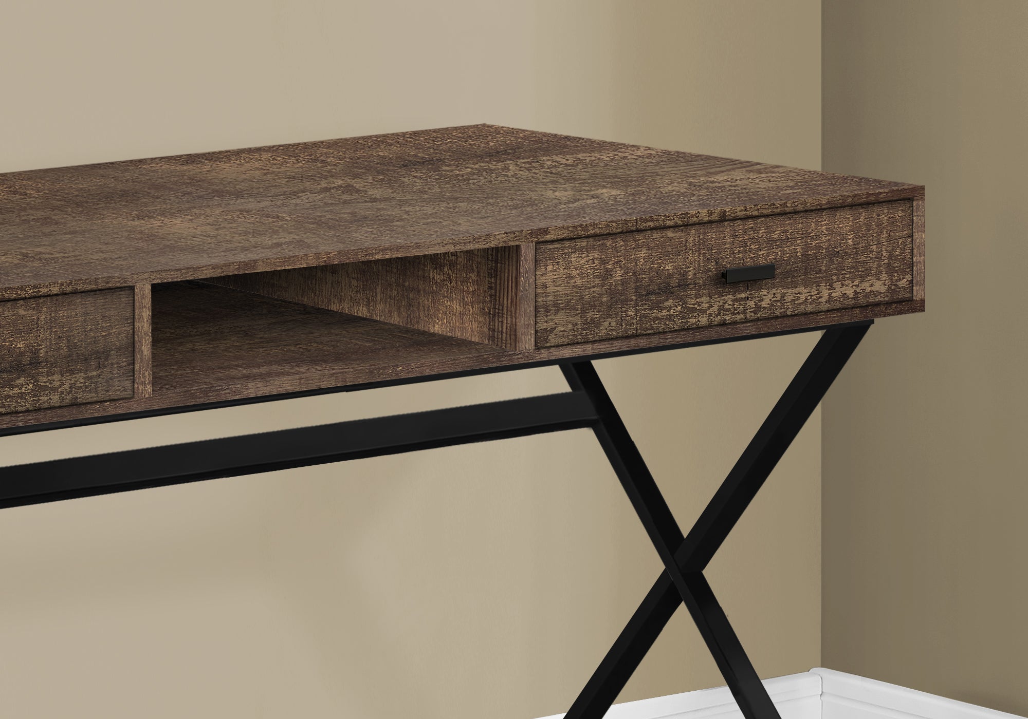 COMPUTER DESK - 48""L / BROWN RECLAIMED WOOD / BLACK METAL