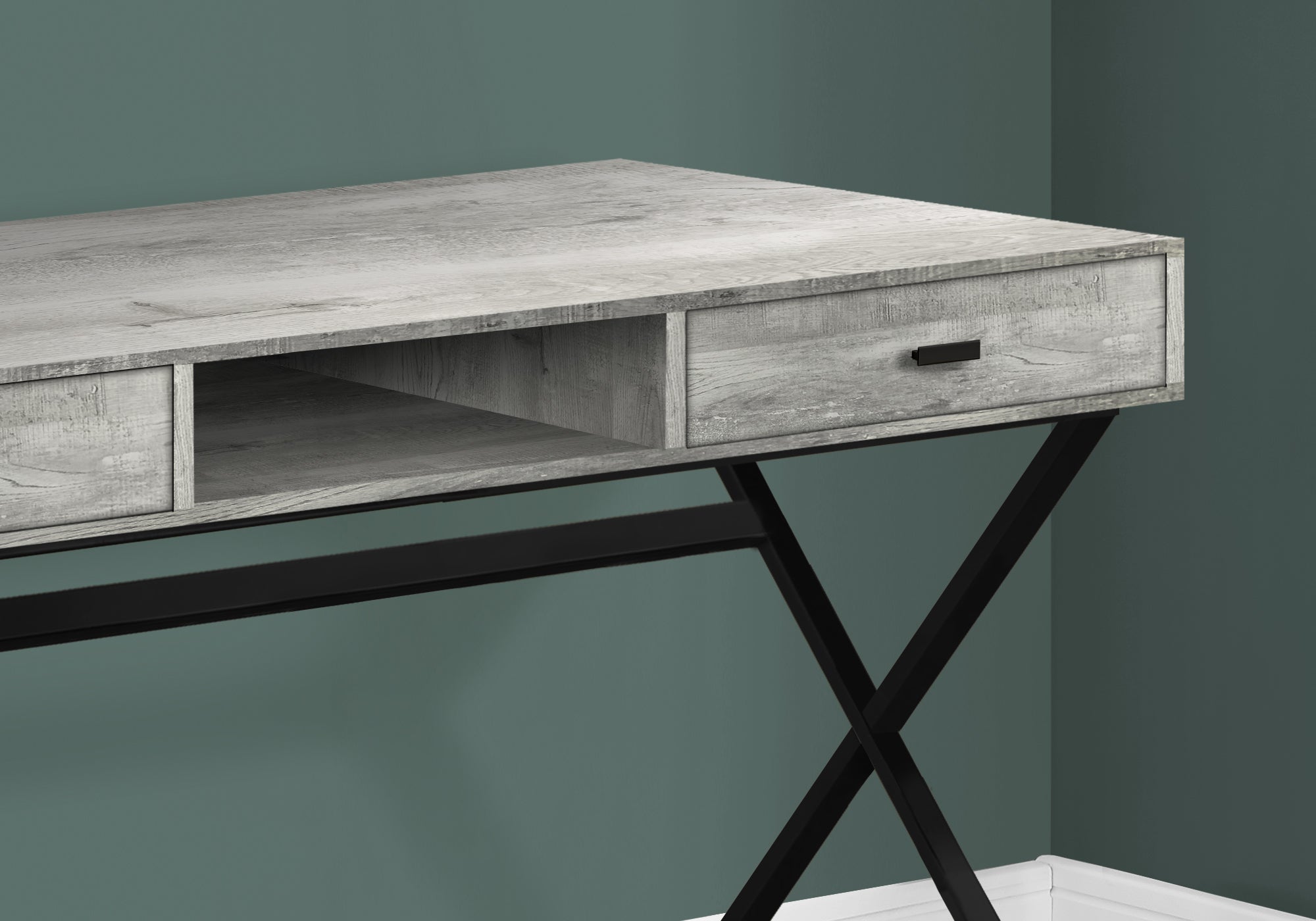 COMPUTER DESK - 48""L / GREY RECLAIMED WOOD / BLACK METAL