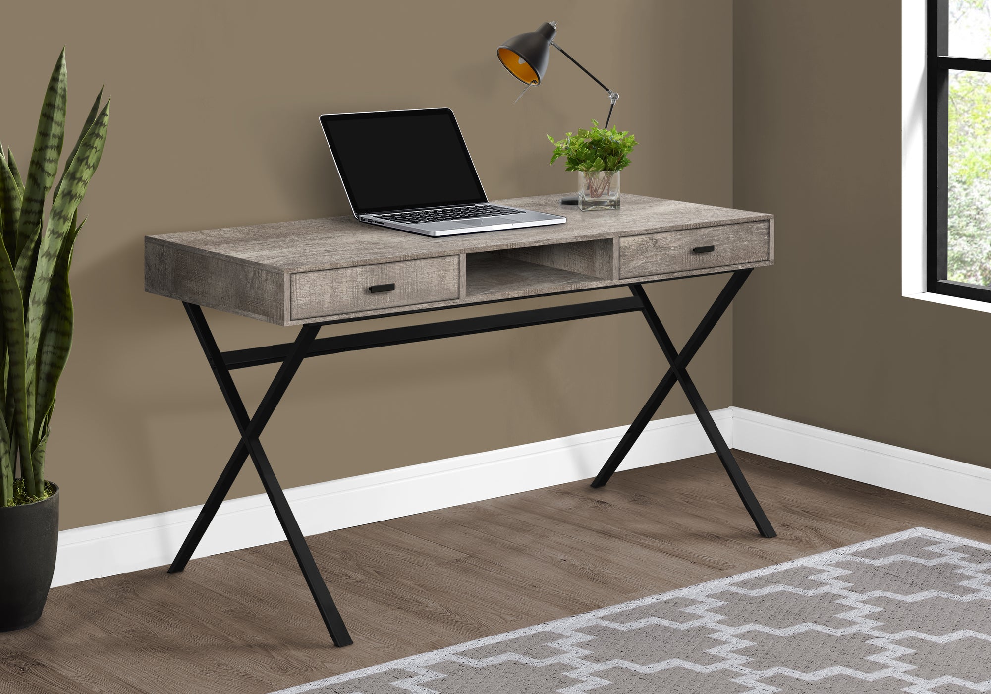 COMPUTER DESK - 48""L / TAUPE RECLAIMED WOOD / BLACK METAL