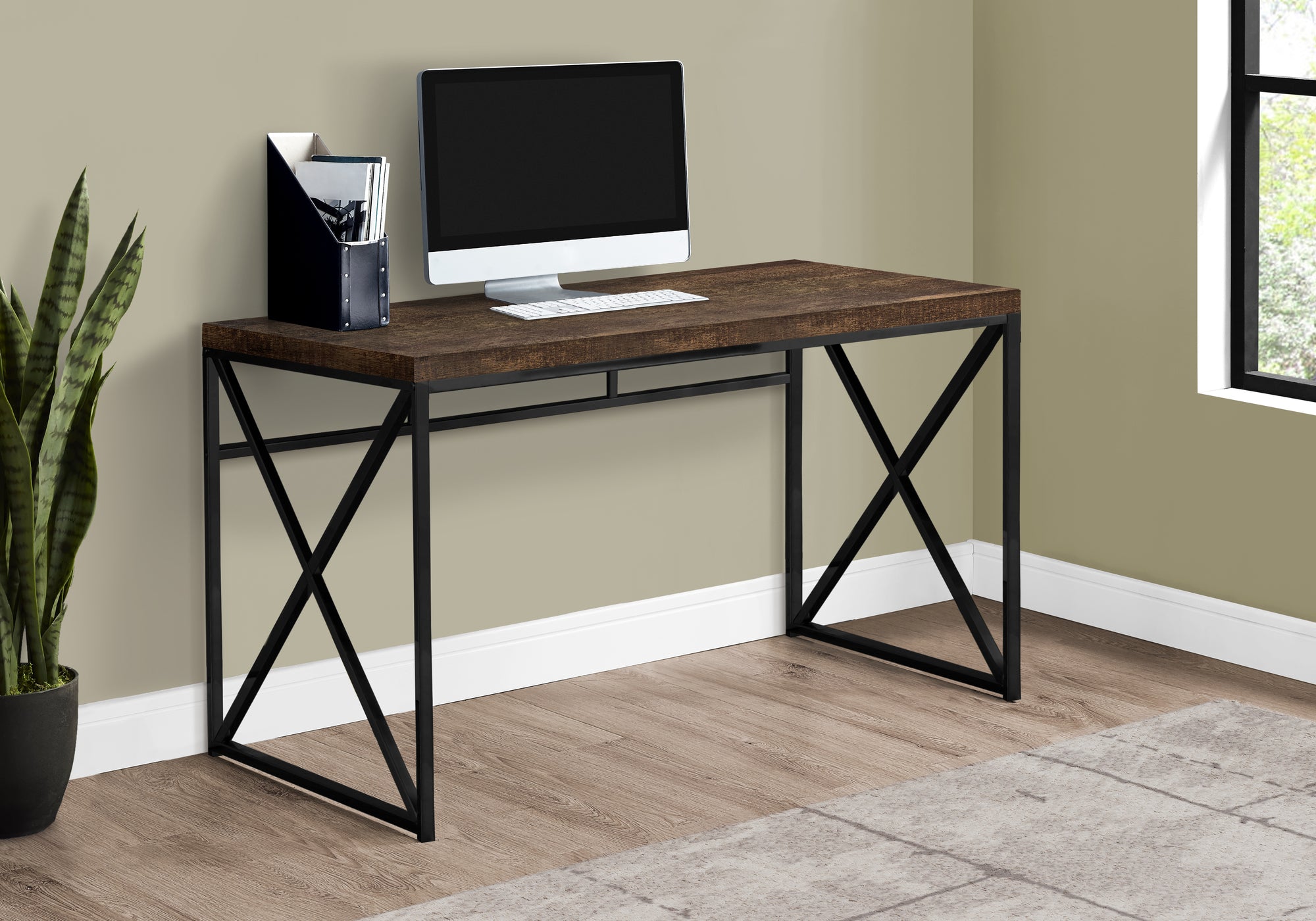 COMPUTER DESK - 48""L / BROWN RECLAIMED WOOD / BLACK METAL