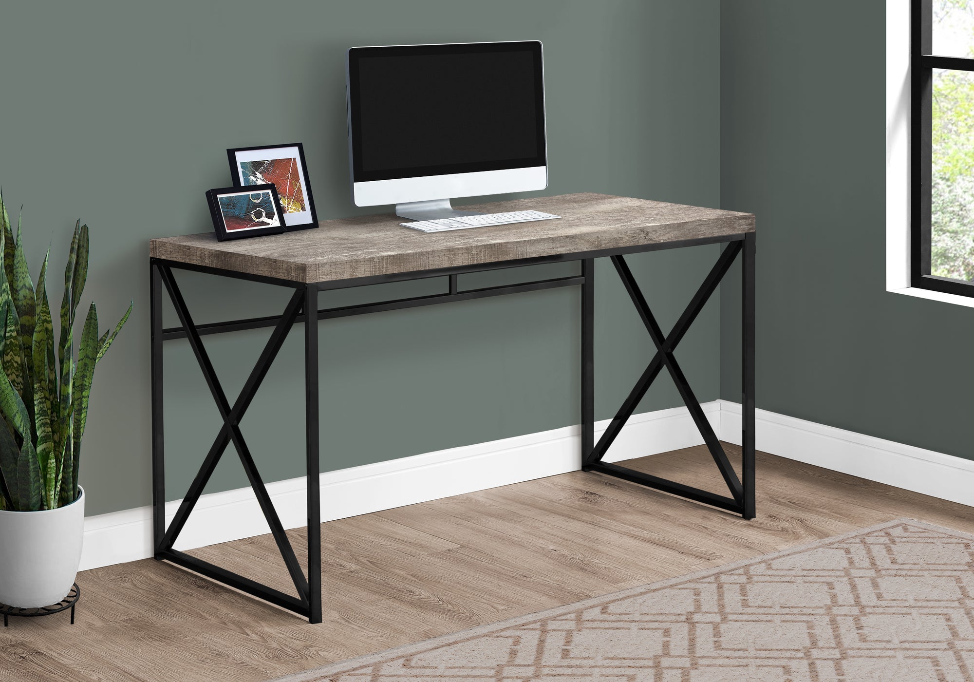 COMPUTER DESK - 48""L / TAUPE RECLAIMED WOOD / BLACK METAL