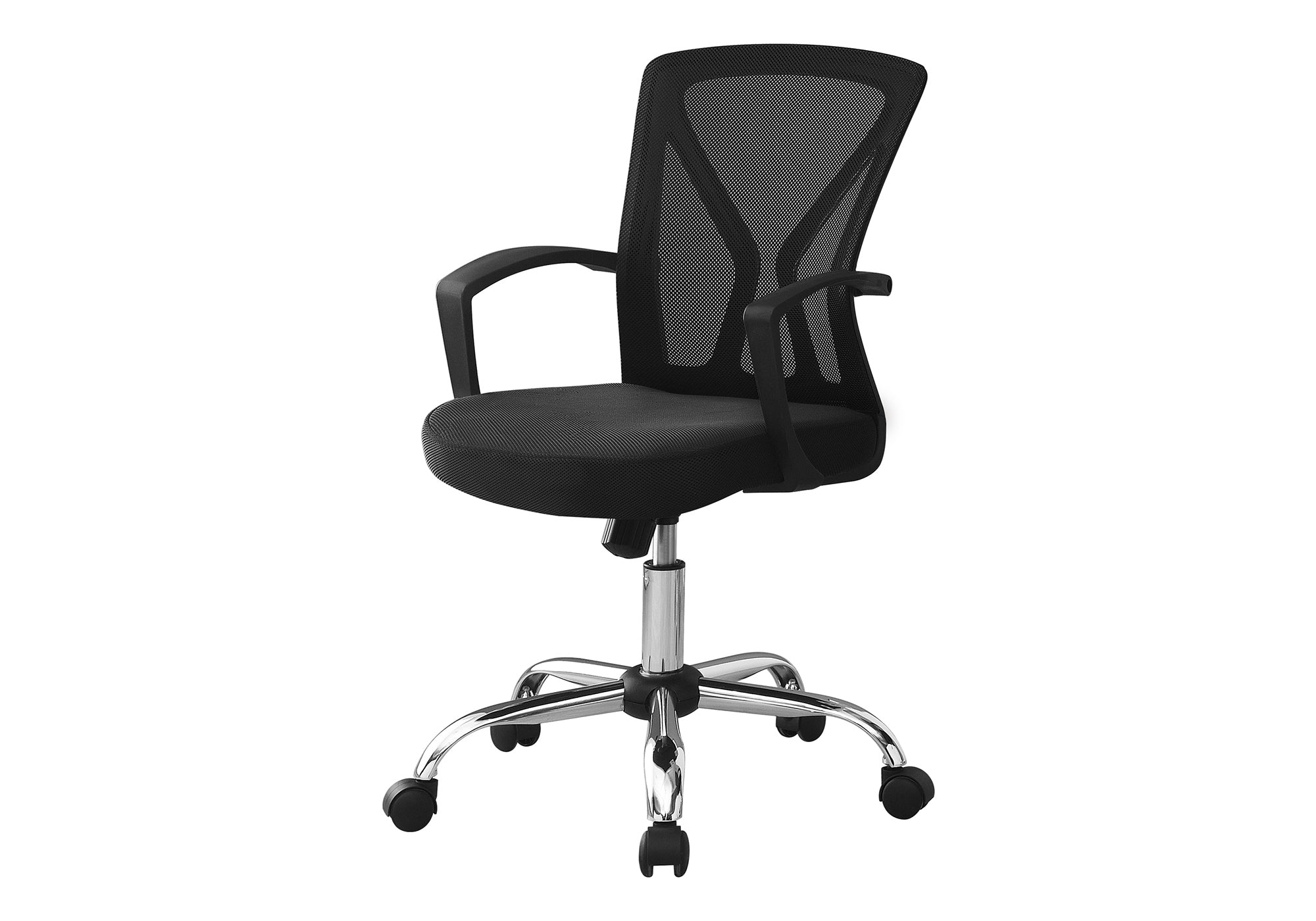 OFFICE CHAIR - BLACK / CHROME BASE ON CASTORS