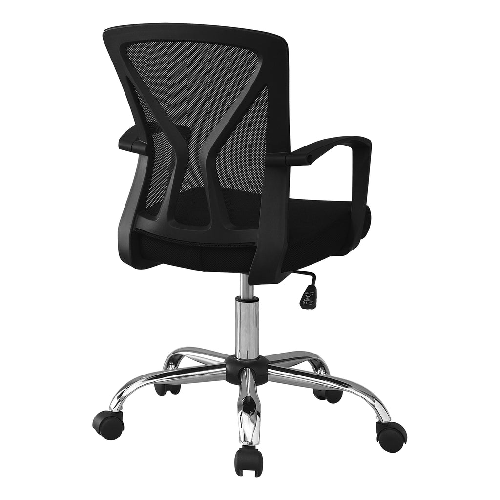 OFFICE CHAIR - BLACK / CHROME BASE ON CASTORS
