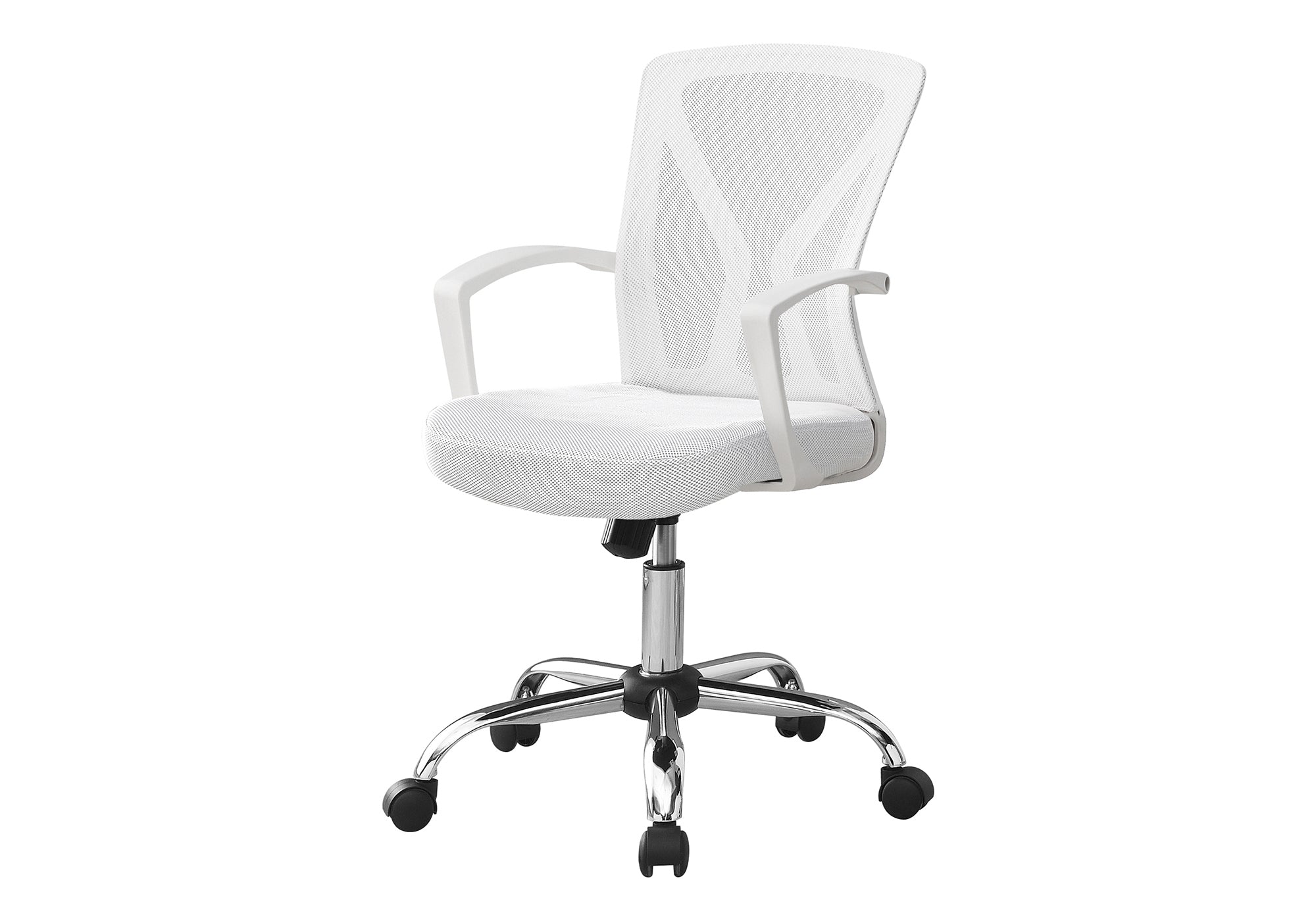 OFFICE CHAIR - WHITE / CHROME BASE ON CASTORS