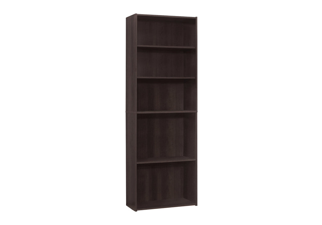 BOOKCASE - 72""H / ESPRESSO WITH 5 SHELVES