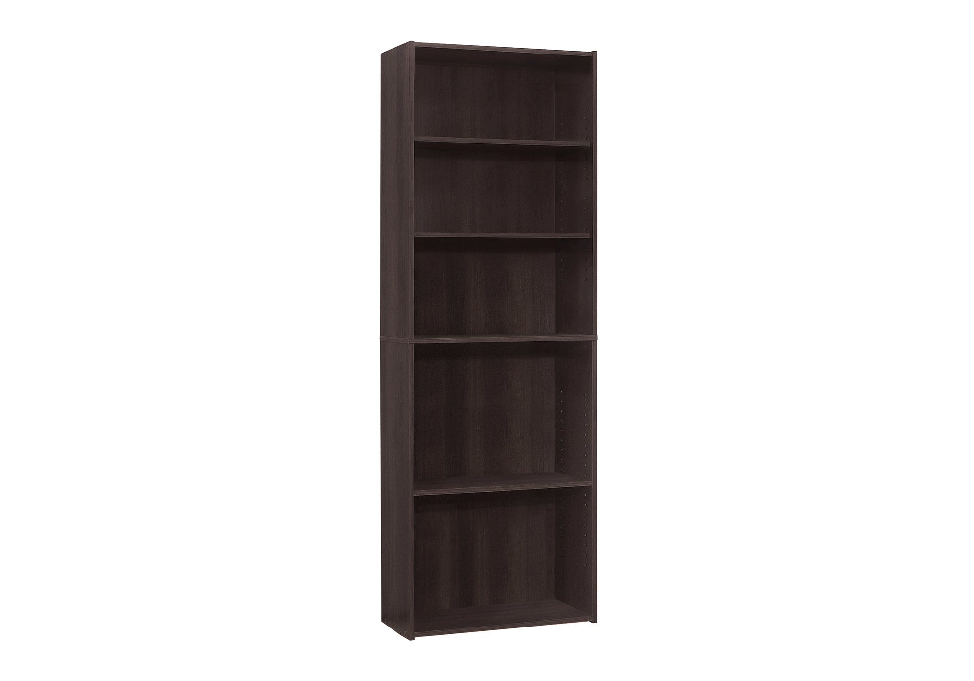 BOOKCASE - 72""H / ESPRESSO WITH 5 SHELVES
