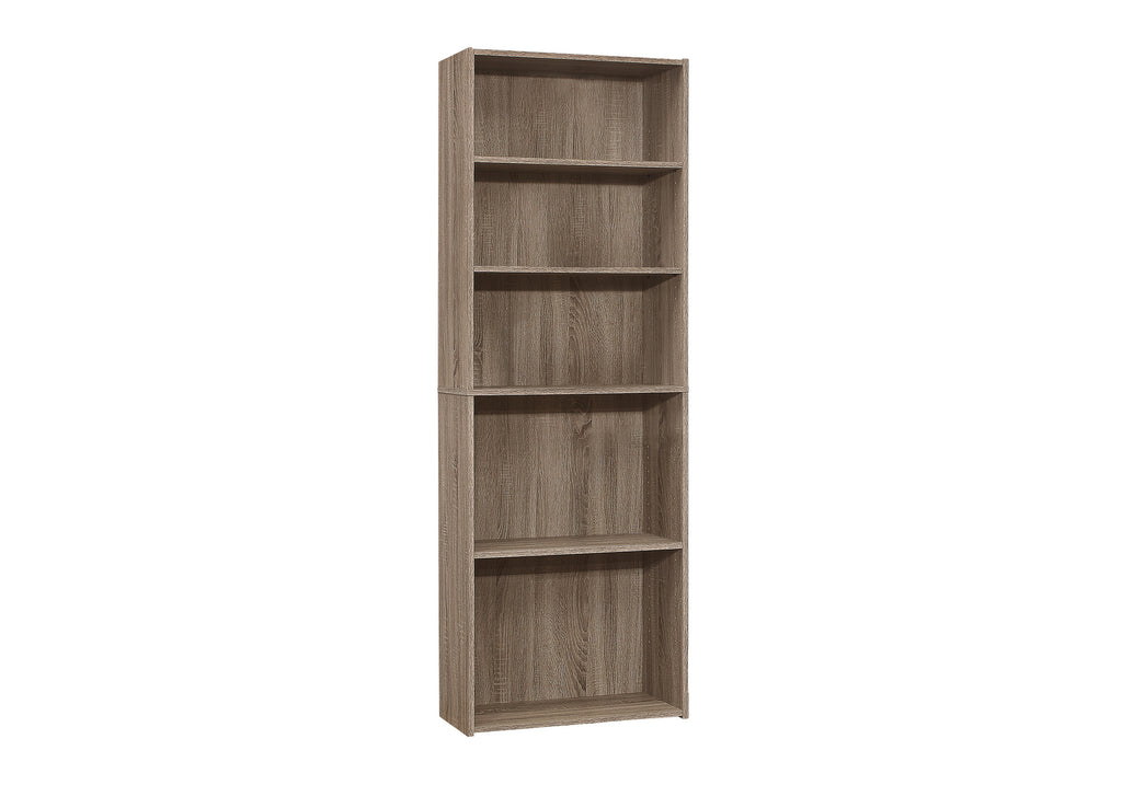 BOOKCASE - 72""H / DARK TAUPE WITH 5 SHELVES