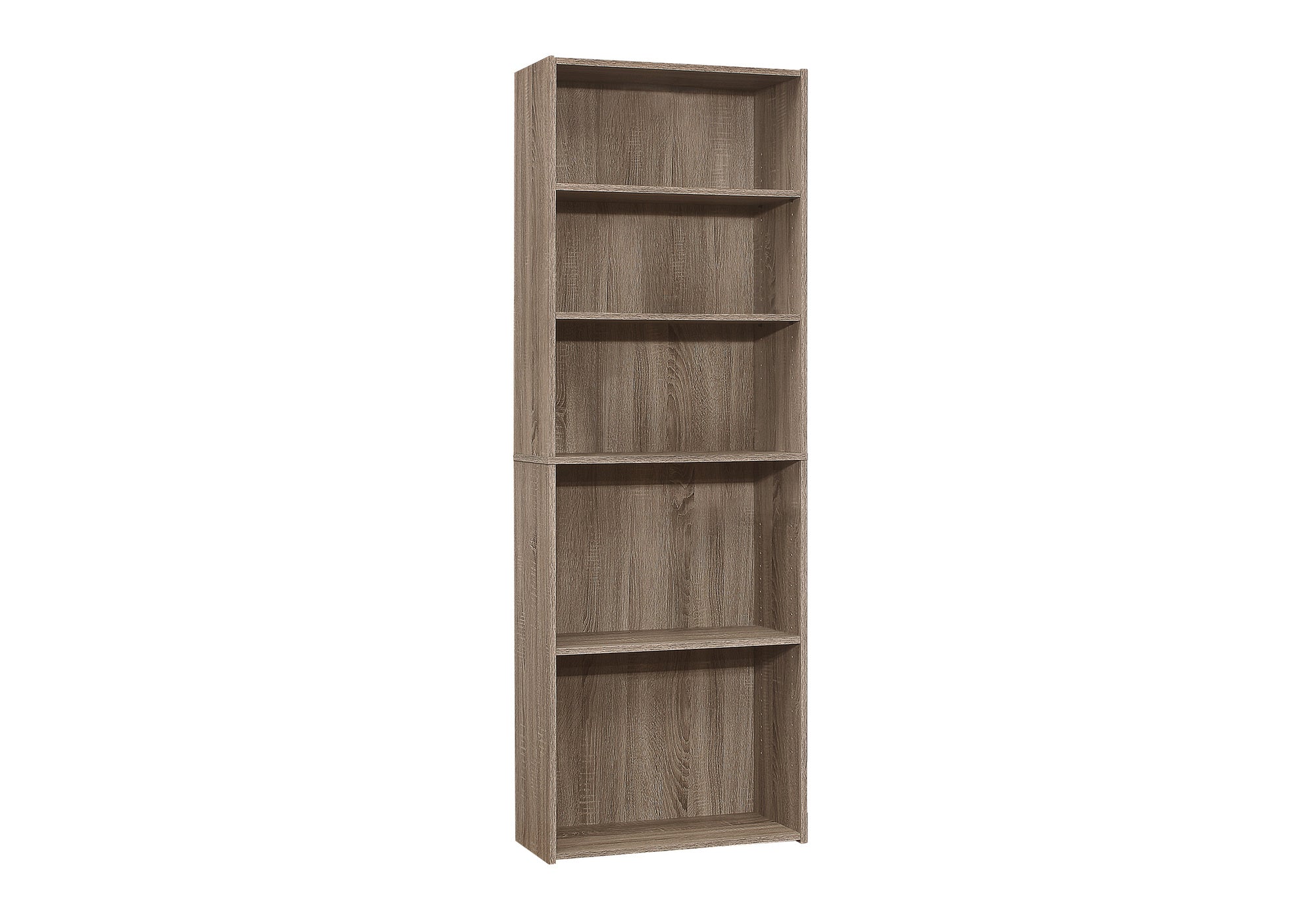 BOOKCASE - 72""H / DARK TAUPE WITH 5 SHELVES