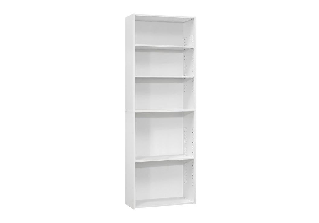 BOOKCASE - 72""H / WHITE WITH 5 SHELVES