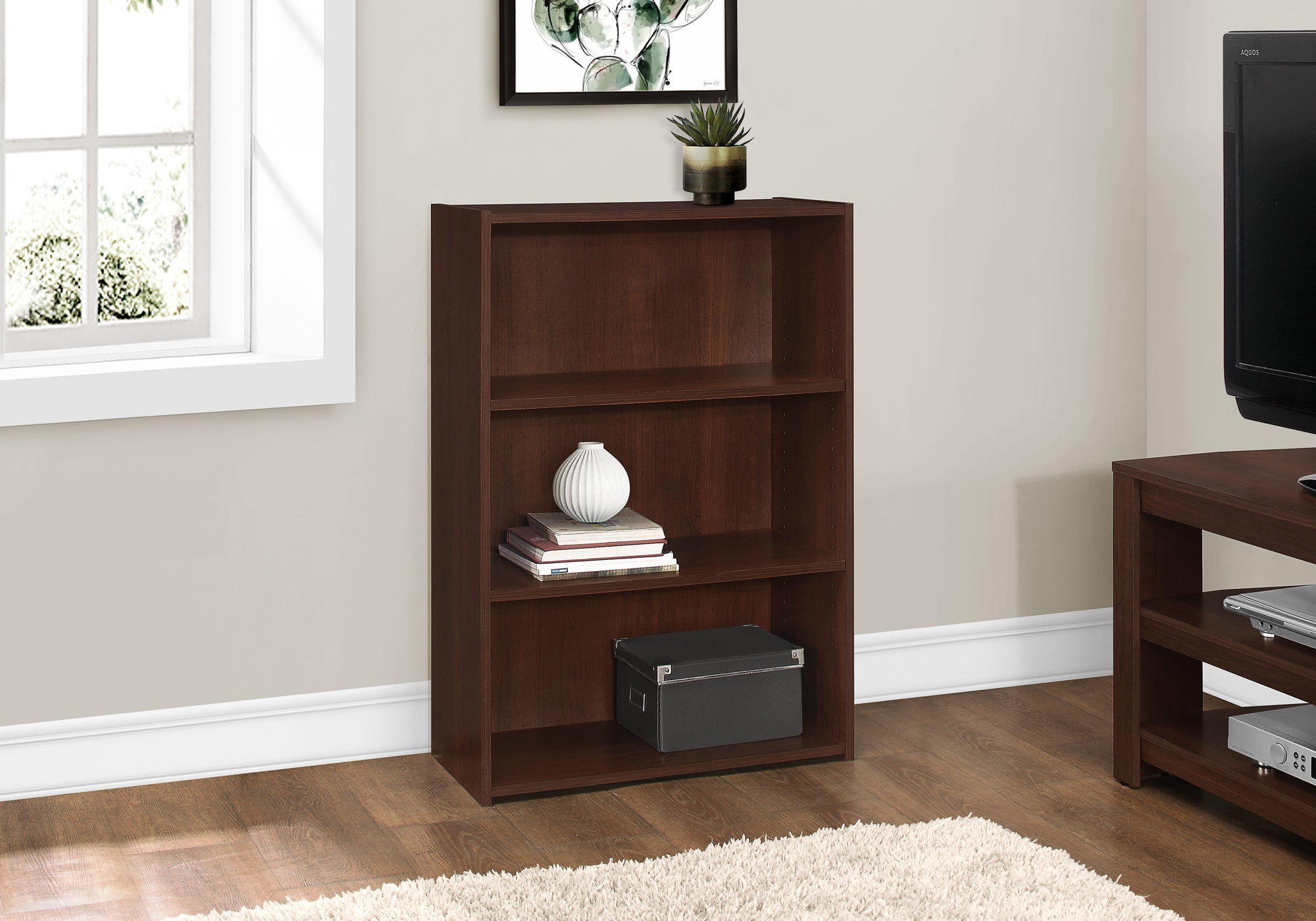 BOOKCASE - 36""H / CHERRY WITH 3 SHELVES